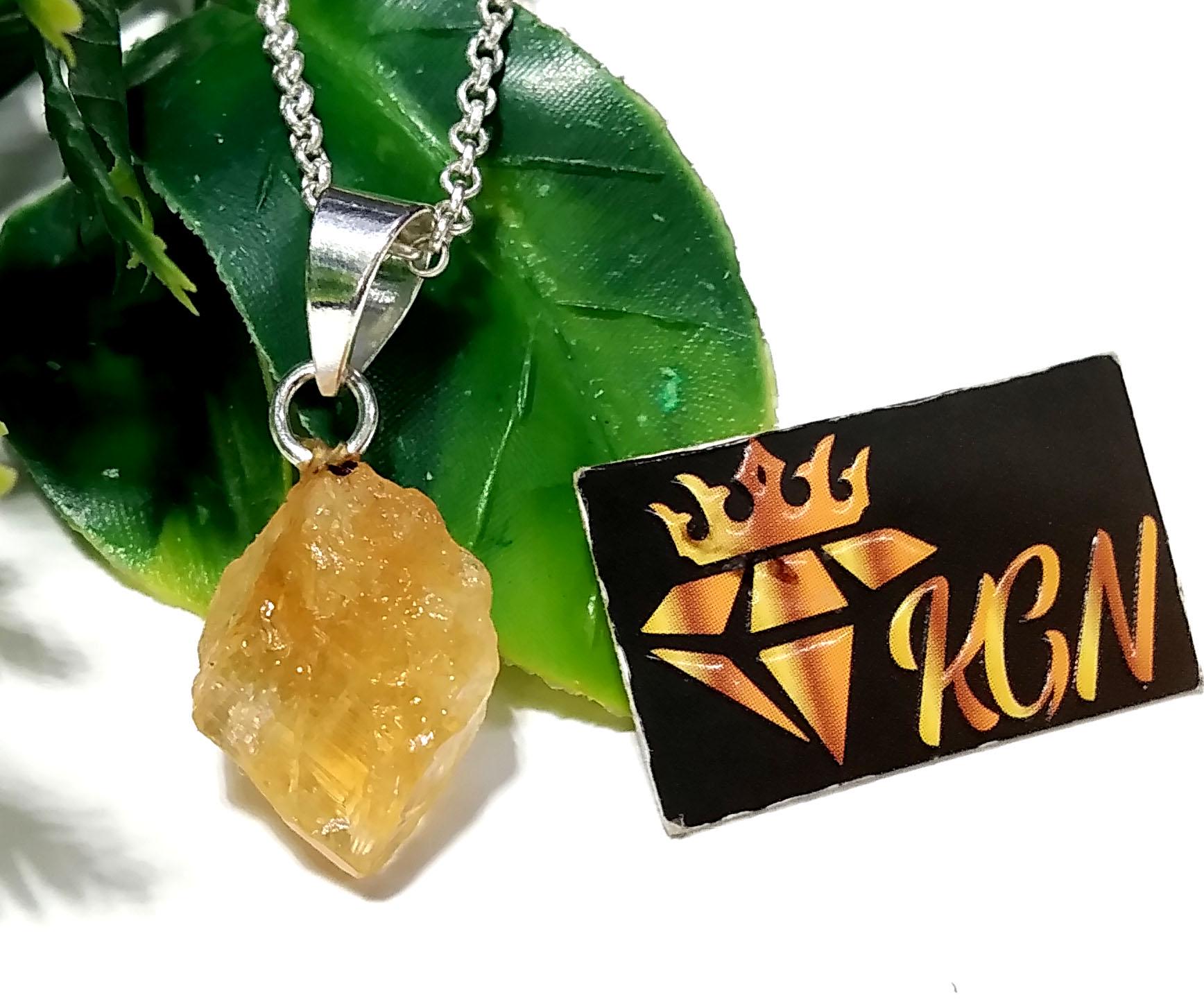 Natural Citrine Raw Gemstone Pendant, Solid 925 Starling Silver Pendant Chain Necklace, Handmade Jewelry Stone Size 18x13 mm Gift Pendant